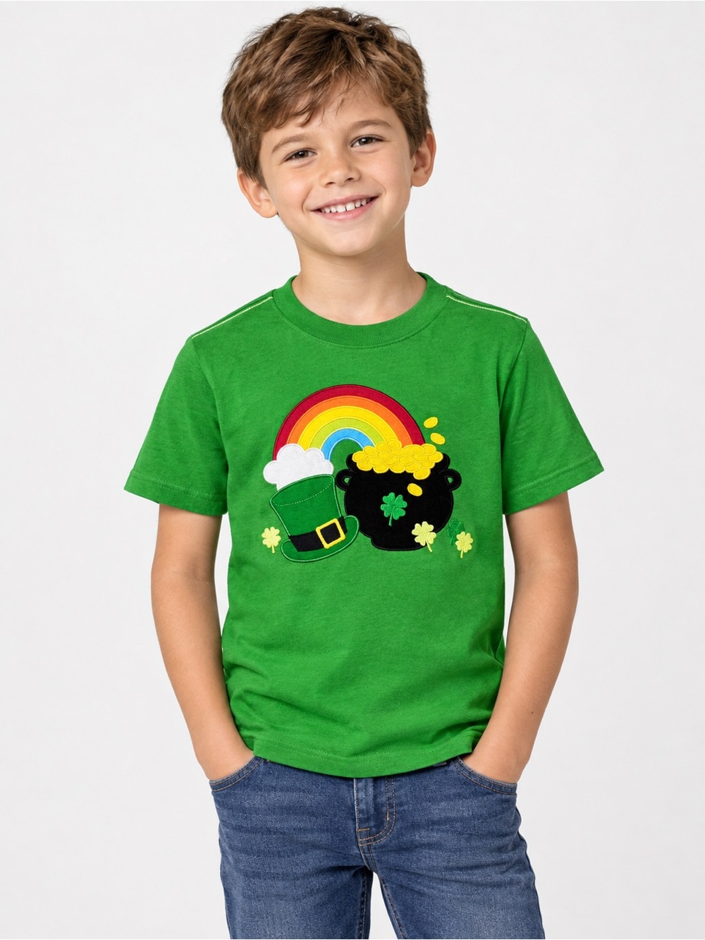 NWT New Gymboree Boys Embroidered Shamrock Top Little Leprechaun Size 7